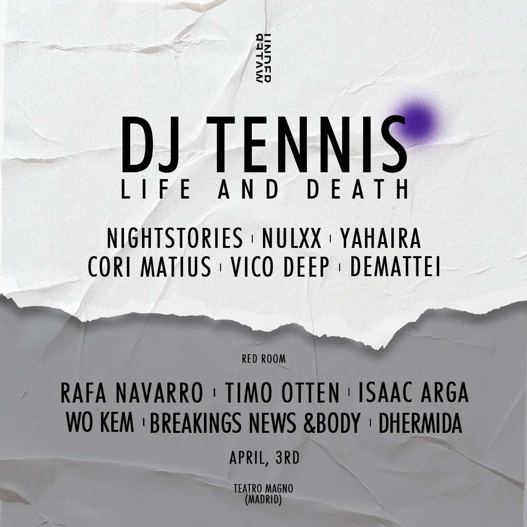 cartel promocionando una fiesta de música electrónica de abril 2022 en Madrid