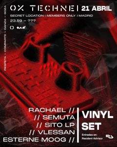 cartel fiesta Ox Techne viernes 21 de abril